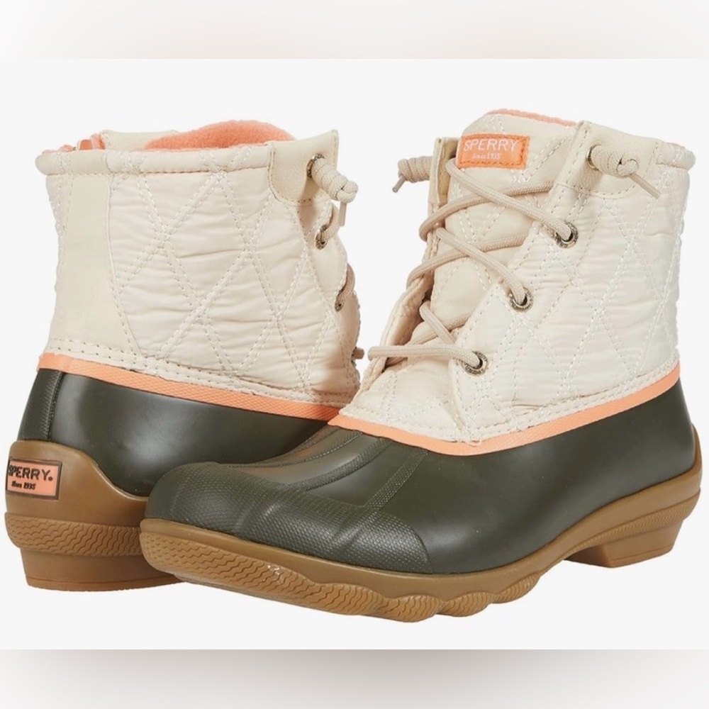 Women's Sperry Syren Gulf Winter & Rain Boots Size 8 Green Beige